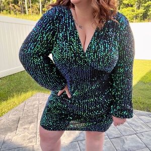 Involand sequin vneck party dress